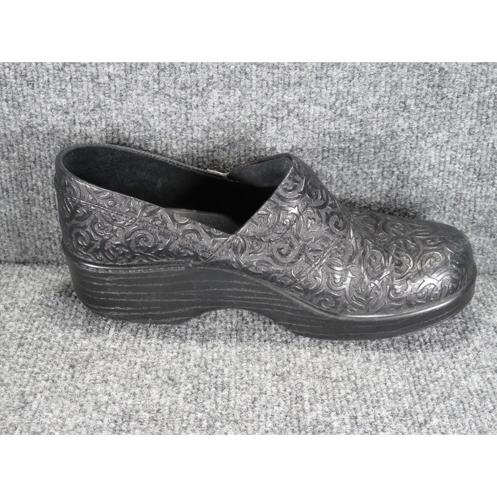 Abeo Flora Clog Black Leather Slip On Women's 8.5N Comfort Professional Textured - Picture 9 of 16